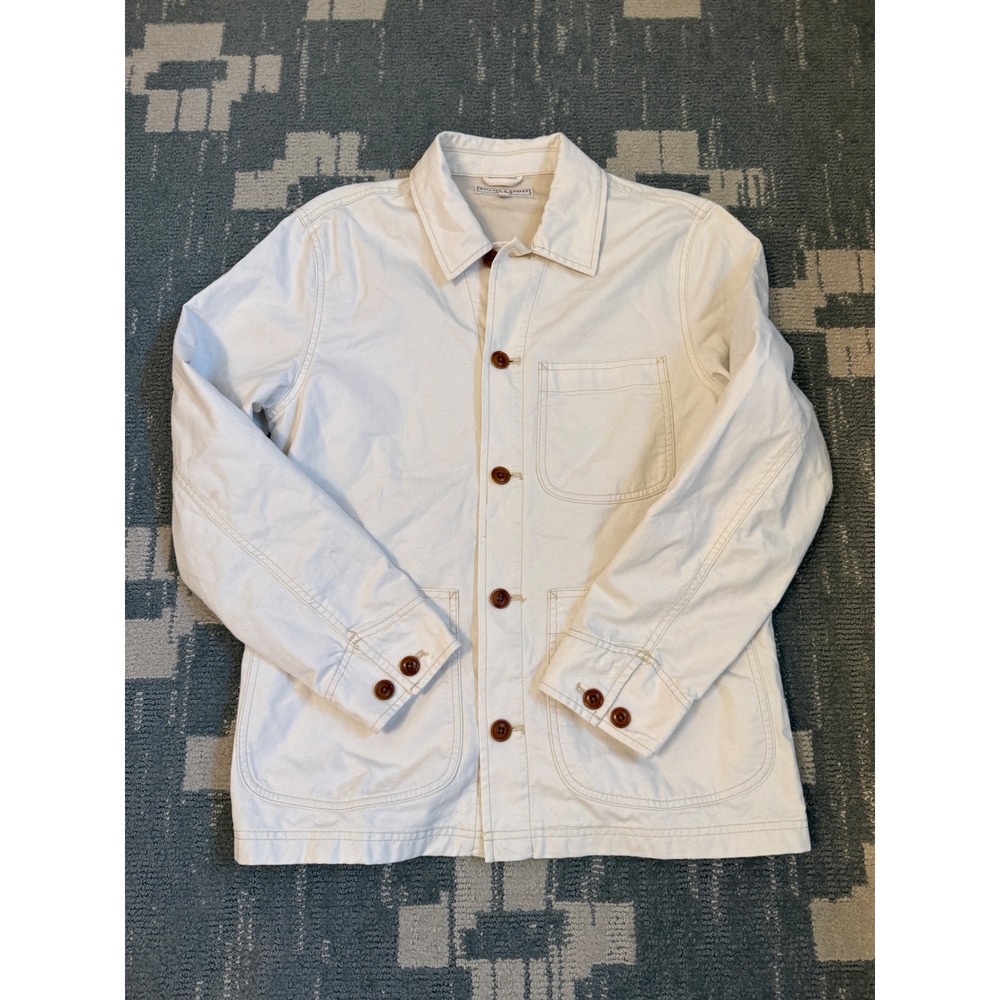 Wallace & Barnes Mens Cotton Twill Chore Jacket Cream Off-White Workwear Coat